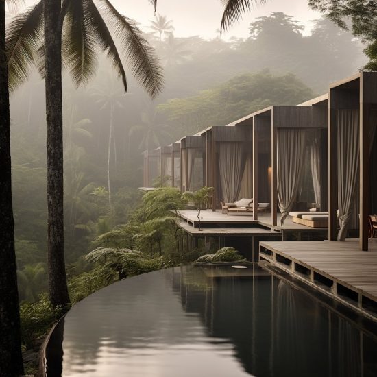 best eco villa design - terrace with pool