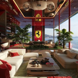 ferrari yacht red bedroom
